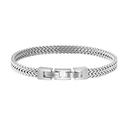 Geoffrey Beene Men’s Stainless Steel Double Franco Chain Bracelet with Extension - color: Silver, size: 9.5"