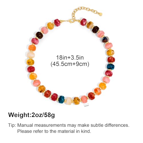 YUJIE Chunky Heart Pendant Necklace for Women- Exaggerated Statement Puff Heart Necklace with Acrylic Beaded Chain - color: A-Multicolour-2