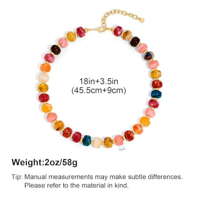 YUJIE Chunky Heart Pendant Necklace for Women- Exaggerated Statement Puff Heart Necklace with Acrylic Beaded Chain - color: A-Multicolour-2
