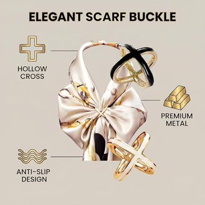 SYWDUDUCLT Scarf Ring for Women's Shawl, Silk Neckerchief, Tshirt, Gold/Sivler, S/M/L, 2 Pcs - style: X-G/S