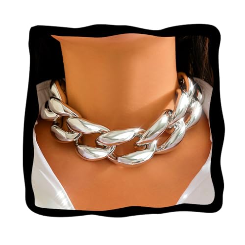 CLOACE Chunky Choker Necklace Gold Cuban Link Necklaces Chain Fashion Jewelry for Women - color: S-A