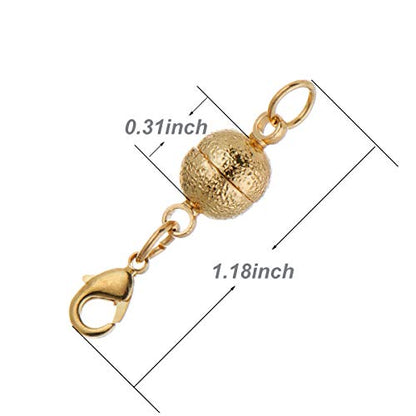 Zpsolution 8mm Ball Magnetic Jewelry Clasp for Necklaces, Bracelets | Magnetic Bead Jewelry Clasps, 8mm Round, Nail Sand Scrub Finish, Magnetic Necklace Clasps And Closures - color: Nail-sand Gold and Silver
