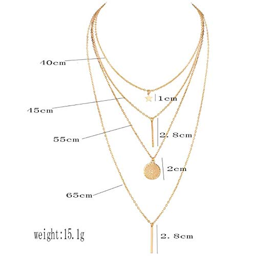 Bohemia Layered Choker Necklace Star Choker Gold Coin Necklace Bar Pendant Necklace Lariat Y Necklace