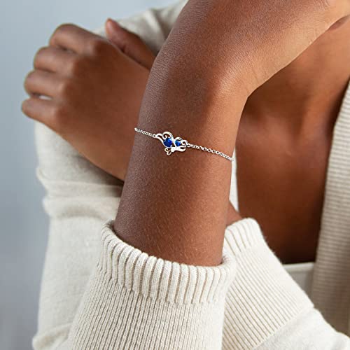 Butterfly Heart Necklace Birthstone Pendant Necklace Earrings Bracelet Women 925 Sterling Silver Animal Butterflies Birthstone Pendant Crystal Birthday Jewelry Wedding Gift - color: I.September-bracelet