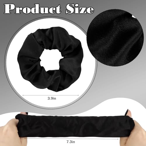 YISSION Claw Clip and Satin Scrunchie Set, 2 Pack Black Hair Accessories, No Damage Hair Ties Non Slip Large Hair Clips for Women Girls Thick Thin Hair Daily Wear Party Wedding - color: Black