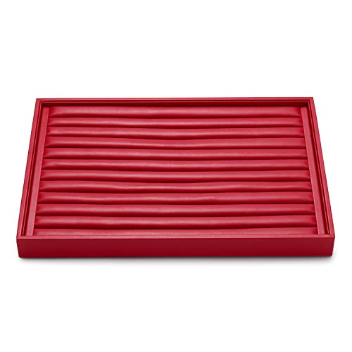 Oirlv Gorgeous Red Leather Ring Organizer Tray Jewelry Display Tray Stackable Jewelry Organizer Plate - color: Red, size: Ring Tray
