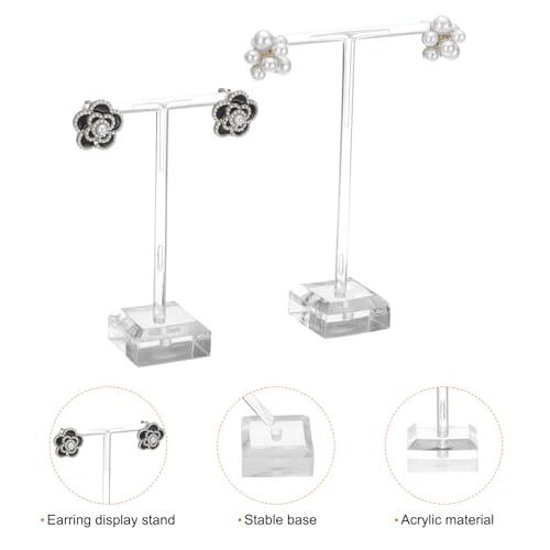 uxcell Earring Display Stands, 2pcs Earring Holder T Bar Earring Organizer Earring Display Storage Rack for Necklaces Bracelet Photography Prop, Clear - color: Clear