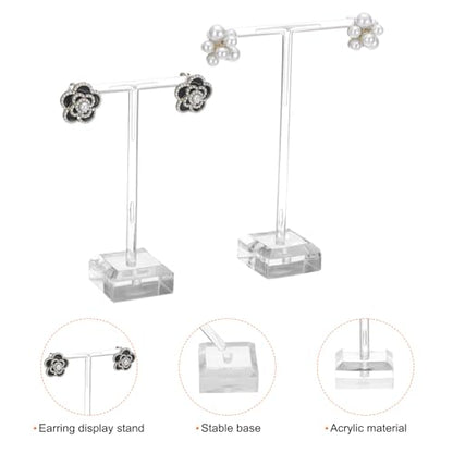 uxcell Earring Display Stands, 2pcs Earring Holder T Bar Earring Organizer Earring Display Storage Rack for Necklaces Bracelet Photography Prop, Clear - color: Clear