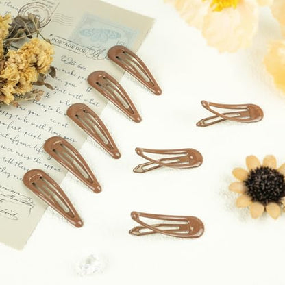 40pcs Snap Hair Clips, 2'' Hair Clip, Non-slip Brown Hairpin Accessories for Women Girls, Metal Barrettes for Styling, Brown - color: 2'' Brown