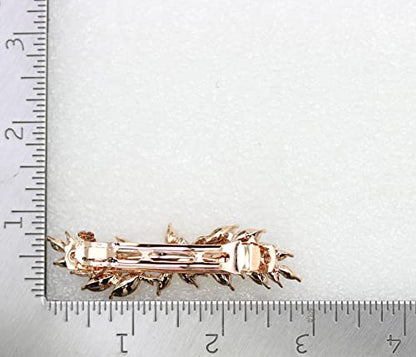 Faship Champagne Small Floral Hair Barrette Clip - color: Champagne / Rose gold plated