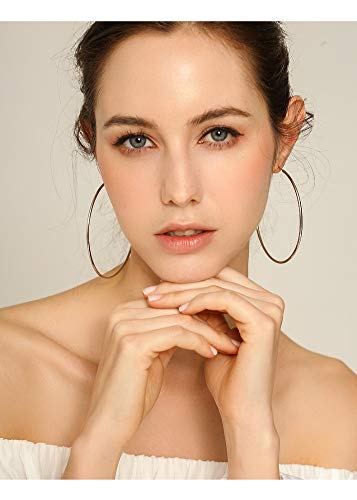 Clip On Big Extra Large Fake Round Hoop Earrings for Women Non Pierced No Piercing Ear Fashion Simple Circle Huggie Hoops Jewelry Gifts - style: 70mm Silver