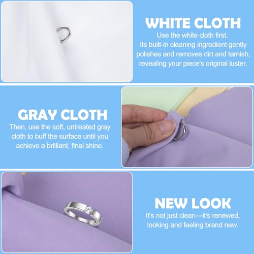 6 PCS Jewelry Polishing Cloths, Large 10x12 Inch(Light) | Pure Cotton, Two‑Step Polish, Reusable, Polishing Cloths for Cleaning Gold, Silver, Platinum, Diamond, Stainless Steel - color: Light