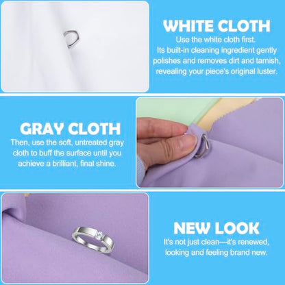 6 PCS Jewelry Polishing Cloths, Large 10x12 Inch(Light) | Pure Cotton, Two‑Step Polish, Reusable, Polishing Cloths for Cleaning Gold, Silver, Platinum, Diamond, Stainless Steel - color: Light