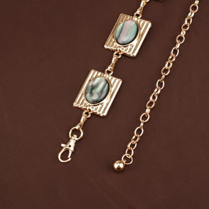 ILuvatar Green Glass Diamond Chain Belt - Metal Women's Western Style Dress Belt - color: Gold-e34