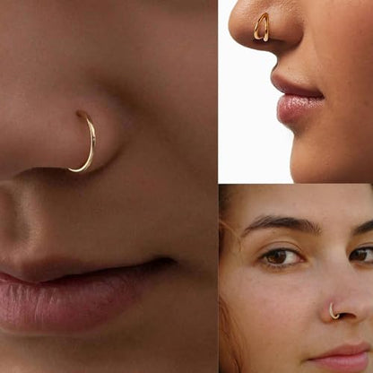 14G 16G 18G Surgical Steel Nose Septum Rings Hoops - Stainless Steel Segment Nose Rings Hoop Helix Cartilage Clicker Daith Tragus Sleeper Hoop Earrings for Women Men 6mm 8mm 10mm 12mm - color: Gold Plated 3PCS, size: 14g 10mm