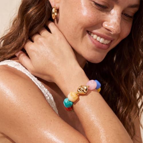 Chunky Beaded Bracelet for Women-Boho Bold Acrylic Resin Stretch Bracelets Trendy Summer Beach Elastic Bangle Vacation Jewelry Accessories - color: Style 2-Colorful