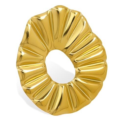 Stainless Steel Brooch Pin for Women & Men,Lapel Pin | Minimalist Statement Elegant Geometric, Sweaters Coat Suit Shawl Collar Shirt Coat Jacket Hat Dress Swim, Velvet Bag & Box - style: Pleated-Gold