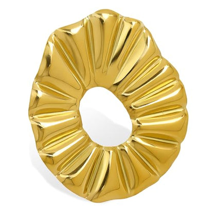 Stainless Steel Brooch Pin for Women & Men,Lapel Pin | Minimalist Statement Elegant Geometric, Sweaters Coat Suit Shawl Collar Shirt Coat Jacket Hat Dress Swim, Velvet Bag & Box - style: Pleated-Gold