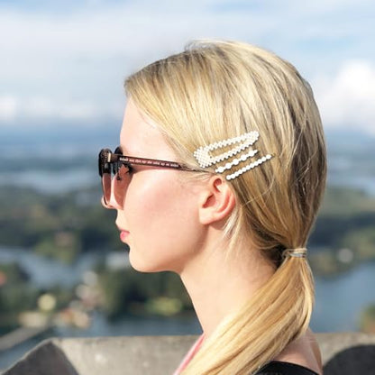 10PCS Pearl Hair Clips Hand -woven hair accessories kit is cute for girls and young ladies.Practical items for women on holidays. (Gold & white 10Pcs) - color: Gold & White 10Pcs