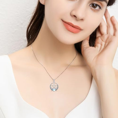 Witch Necklace 925 Sterling Silver Pentagram Triple Moon Pentacle Pendant Wiccan Pagan Jewelry Witchy Gifts for Women - style: Pentagram