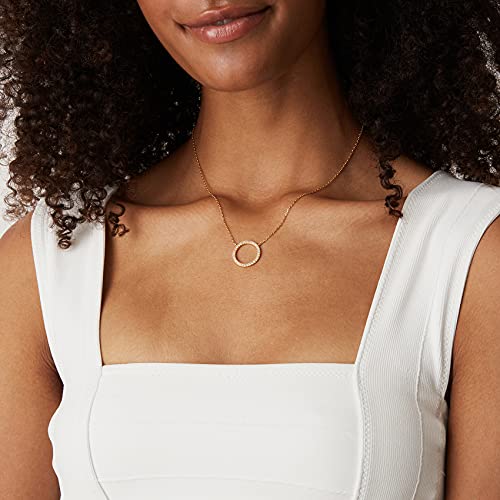 PAVOI 14K Gold Plated Circle CZ Solitaire Necklace | Elegant Bezel Pendant | Dainty Cubic Zirconia Halo Choker Necklaces for Women - style: Halo