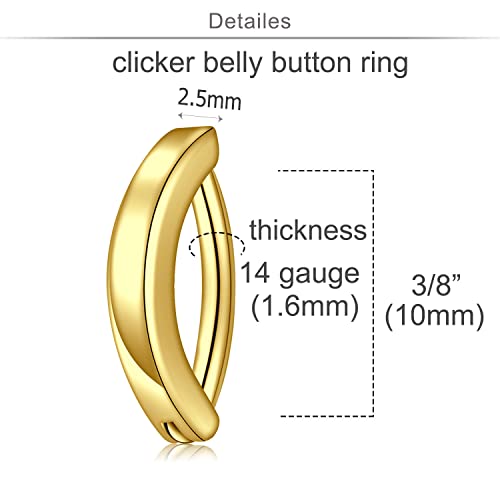 Silver Gold Belly Button Ring for Women Clicker Hoop Belly Rings Opal Navel Piercing Jewelry Dangle Hypoallergenic Surgical Steel Dainty Dangling Navel Rings for Women - color: C2-4pcs clicker-silver+gold