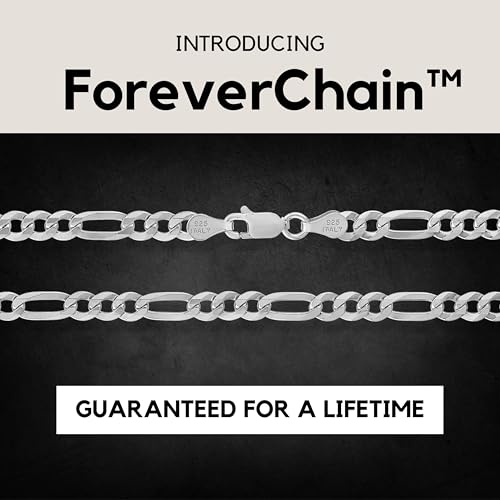 KISPER 925 Sterling Silver Figaro Chain Necklace for Men 5mm Made in Italy | 3+1 link pattern, 16-30 inches, anti-tarnish, solid build, hypoallergenic, secure lobster clasp