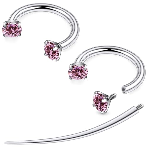 F136 Titanium 20/18/16/14g Horseshoe Nose Septum Lip Ear Rings Piercings 8/10/12mm Cartilage Helix Daith Earrings Jewelry for Women Men - color: Pink, size: 14g*1/2in(12mm)