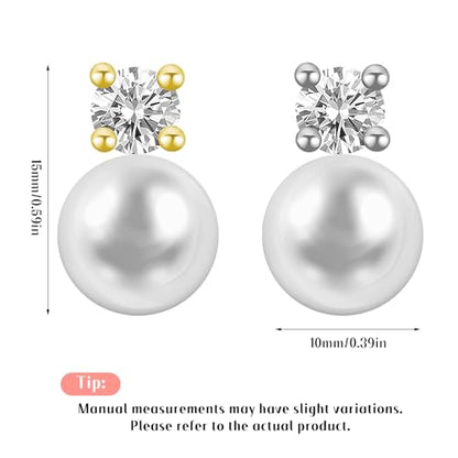 White Pearl Clip On Earrings for Women, 14K Gold Pearl Earrings 925 Silver Pearl Earrings, 10mm White Pearl Non Pierced Hypoallergenic Trendy Wedding Jewelry - color: Gold