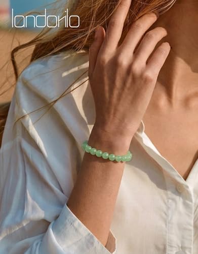 Natural Stone Beaded Bracelets for Men Women, 4mm 6mm 8mm | Healing Crystal, Protection Gemstone, Gift Packaging with Energy Card, Stretch Jewelry, Replacement Beads Included, 18 Stone - color: Green Aventurine(Wealth & Success), size: 8mm