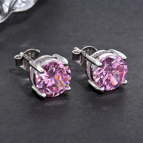 Authentic Sterling Silver Birthstone Stud Earrings 6mm/0.84 Carat Cubic Zirconia Imitation Diamond Gemstone Hypoallergenic Nickel Free Tarnish Resistant Women Men Fine Jewelry - color: October