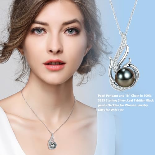 NONNYL Necklace Gifts for Women-Mothers Day Gift for Mom Her Wife Coules Girlfriend-Gifts for Wife Women Wedding Birthday Anniversary Jewelry, Christmas Day Valentine's Gift, Pearl Necklaces - color: Tahitian Black Pearl Necklace
