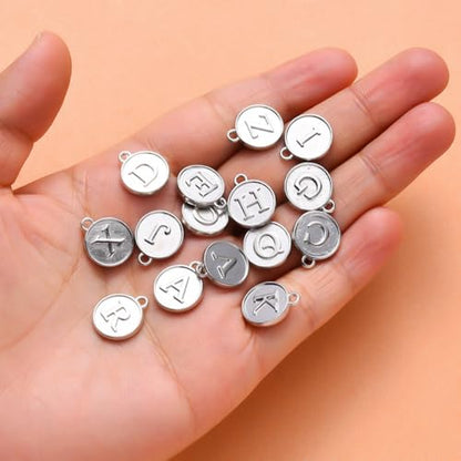 208Pcs/8 Sets Silver Letter Charms A-Z Alphabet Metal Initial Charms kit for Jewelry Making DIY Bracelets Necklaces and keychain making - color: Silver