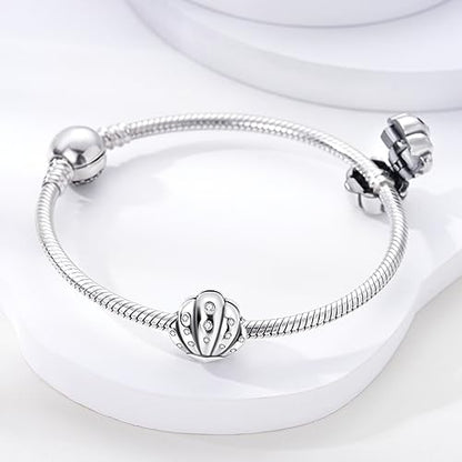 Hapour Clip Spacer Charm for Bracelet 925 Sterling Silver Stopper Beads | Heart Stopper Charm, Butterfly Lucky Clover Sunflower Openable Clip Lock Jewelry Beads for Women Mom - color: 2PCS Silver Shell