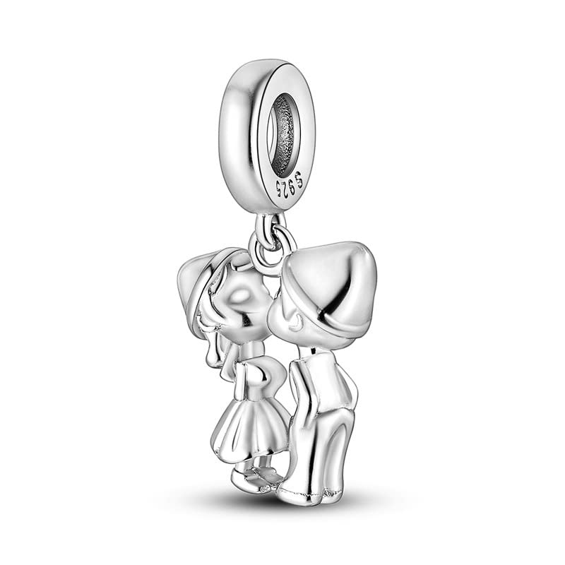 Vegas Safety Chain Sun Birthday Mom Camera Dog God Psalm Bead Pendant 925 Sterling Silver Dangle Compatible With Pandora Moments Charm Bracelet - style: Loving Kissing Kiss Couple Partner