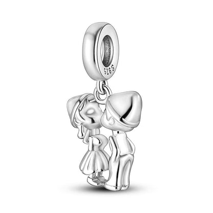 Vegas Safety Chain Sun Birthday Mom Camera Dog God Psalm Bead Pendant 925 Sterling Silver Dangle Compatible With Pandora Moments Charm Bracelet - style: Loving Kissing Kiss Couple Partner