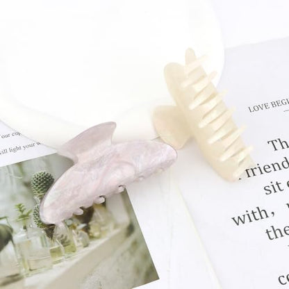2Pcs Hair Claw Clips for Women Cute Hair Clips Accessories Ideal Gift - color: White and Light Purple