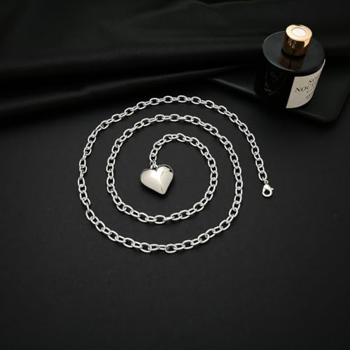CLASSYZINT Gold Heart Pendant Necklace for Women Puffy Heart Necklace Beads Chain Necklace Statement Necklace Trendy Jewelry - style: XL22342B