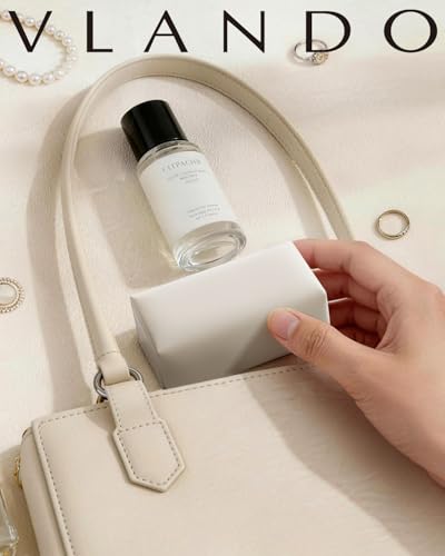VLANDO Small Travel Jewelry Case, Gifts for Women Bridesmaid,Tangle-Free Jewelry Organizer for Rings Earrings Necklaces, Vegan Leather, Magnetic Closure-Cream White*2 Pack - color: Cream White*2 Pack