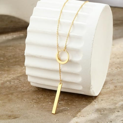 VIROMY Gold Long Y Necklaces for Women Trendy - Dainty Lariat Chain Drop Pendant Necklace for Women Gold Statement Jewelry - color: Y Necklace 01-Gold