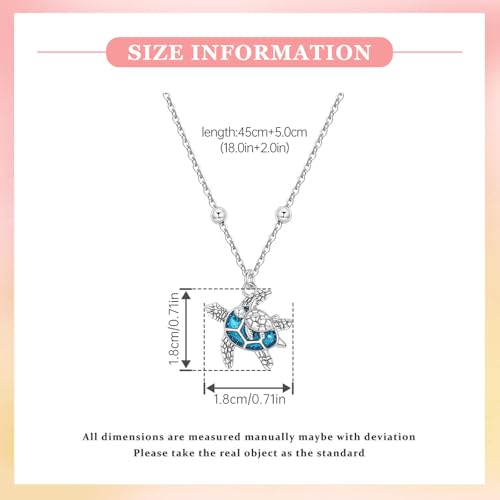 925 Sterling Silver Dainty Necklaces for Women Pendant Jewelry Gift for Her | Hypoallergenic Ocean Animal Love Cherry Blossom Jewelry, Ideal Valentine Birthday Christmas Graduation Gift for Wife Mom - color: Blue Sea Turtle