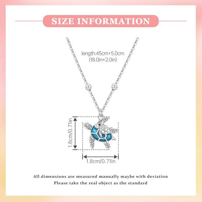 925 Sterling Silver Dainty Necklaces for Women Pendant Jewelry Gift for Her | Hypoallergenic Ocean Animal Love Cherry Blossom Jewelry, Ideal Valentine Birthday Christmas Graduation Gift for Wife Mom - color: Blue Sea Turtle