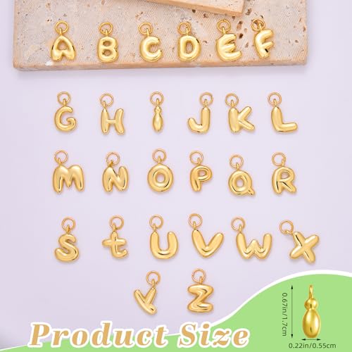 A-Z Bubble Letter Charms 18K Gold Filled Charms for Jewelry Making Gold Initial Alphabet Charms Pendants for Women Men Necklace Choker Bracelet Making - color: Letter I