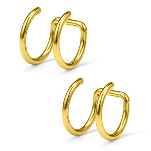 Stainless Steel Ear Cuff Non piercing Fake Clip-on Cartilage Earring Set Women Men 6pcs - color: 6PCS - Gold