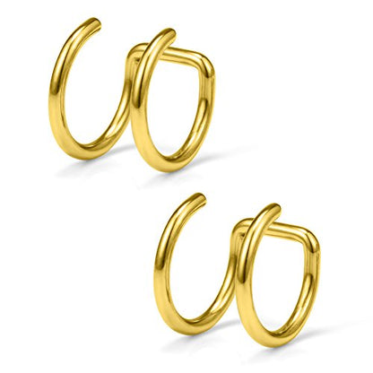 Stainless Steel Ear Cuff Non piercing Fake Clip-on Cartilage Earring Set Women Men 6pcs - color: 6PCS - Gold