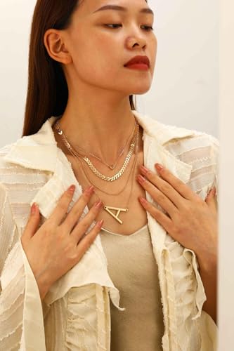 Vintage Gold Layered Necklaces for Women, 3-Piece Chunky Cuban Link & Paperclip Chain Set, Trendy Coin Pendant Choker Stack, Hypoallergenic Jewelry Gift - style: Gilt - Number