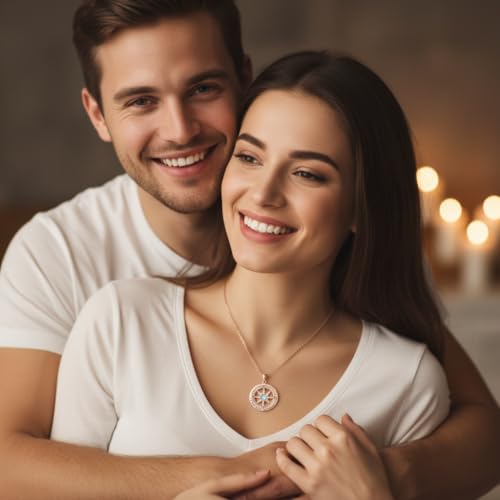Compass Necklace for Women Wife Girlfriend Mom Daughter Gifts | S925 Silver Jewelry For Anniversary 18K Rose Gold Gifts For Birthday Christmas Mothers Valentines Day 12 Birthstones - style: 03-March-Rose Gold