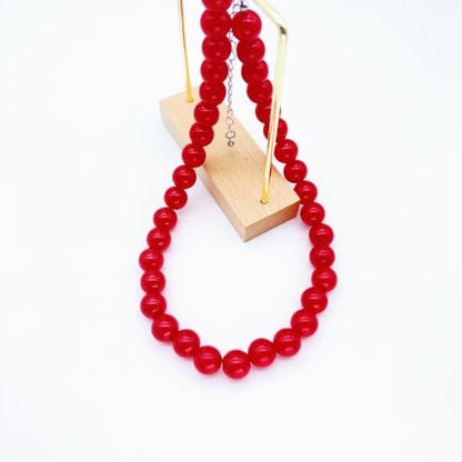 Red Beaded Necklace for Women Chunky Beaded Necklace Adjustable Acrylic Bead Choker Necklaces Big Statement Necklaces Jewelry Accessories - color: 12MM Chunky Red Necklace