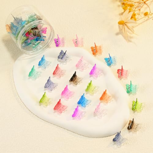 Mini Butterfly Hair Clips, Y2K 90s 50pcs Tiny Cute Plastic Hair Accessories, Small Claw Barrette jewelry for Women Girls (Gradient) - color: Gradient