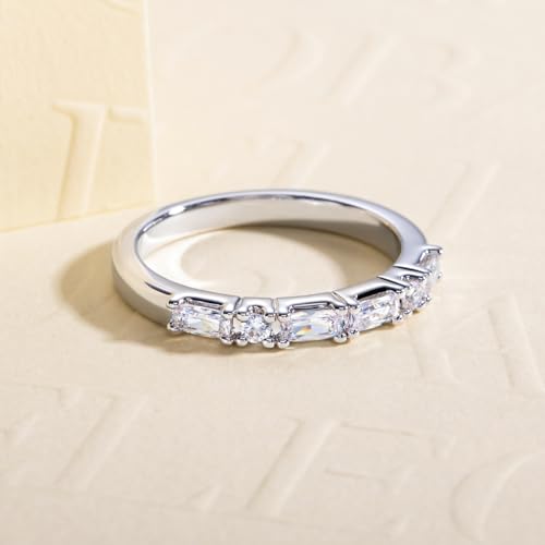 Cubic Zirconia Half Eternity Wedding Band Rings Round/Oval/Cushion Cut 5/6 Stones 5A Grade D Color CZ Stacking Band Engagement Promise Rings for Women - style: Raound & Cushion